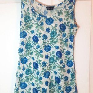 Topshop Tank Top Floral Blue Green Size S (US 4)